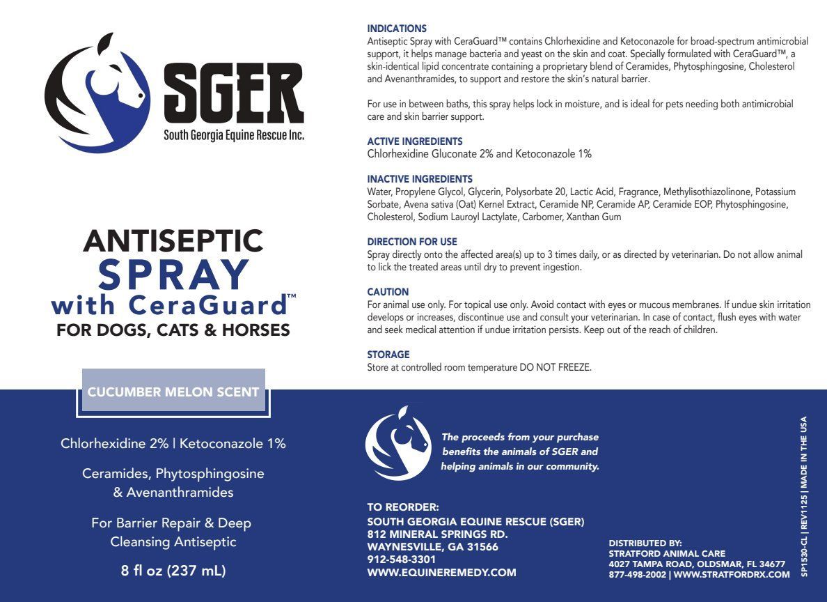 ANTISEPTIC  SPRAY  with CeraGuard  FOR DOGS, CATS & HORSES  CUCUMBER MELON SCENT 8 ounce