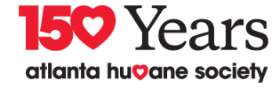The logo for the 150 years atlanta humane society