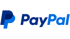 The paypal logo is blue and white on a white background.