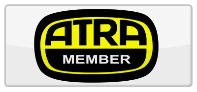 the atra member logo is yellow and black on a white background .