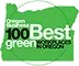 The logo for the 100 best green businesses in oregon.