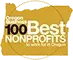 A logo for the 100 best nonprofits in oregon.