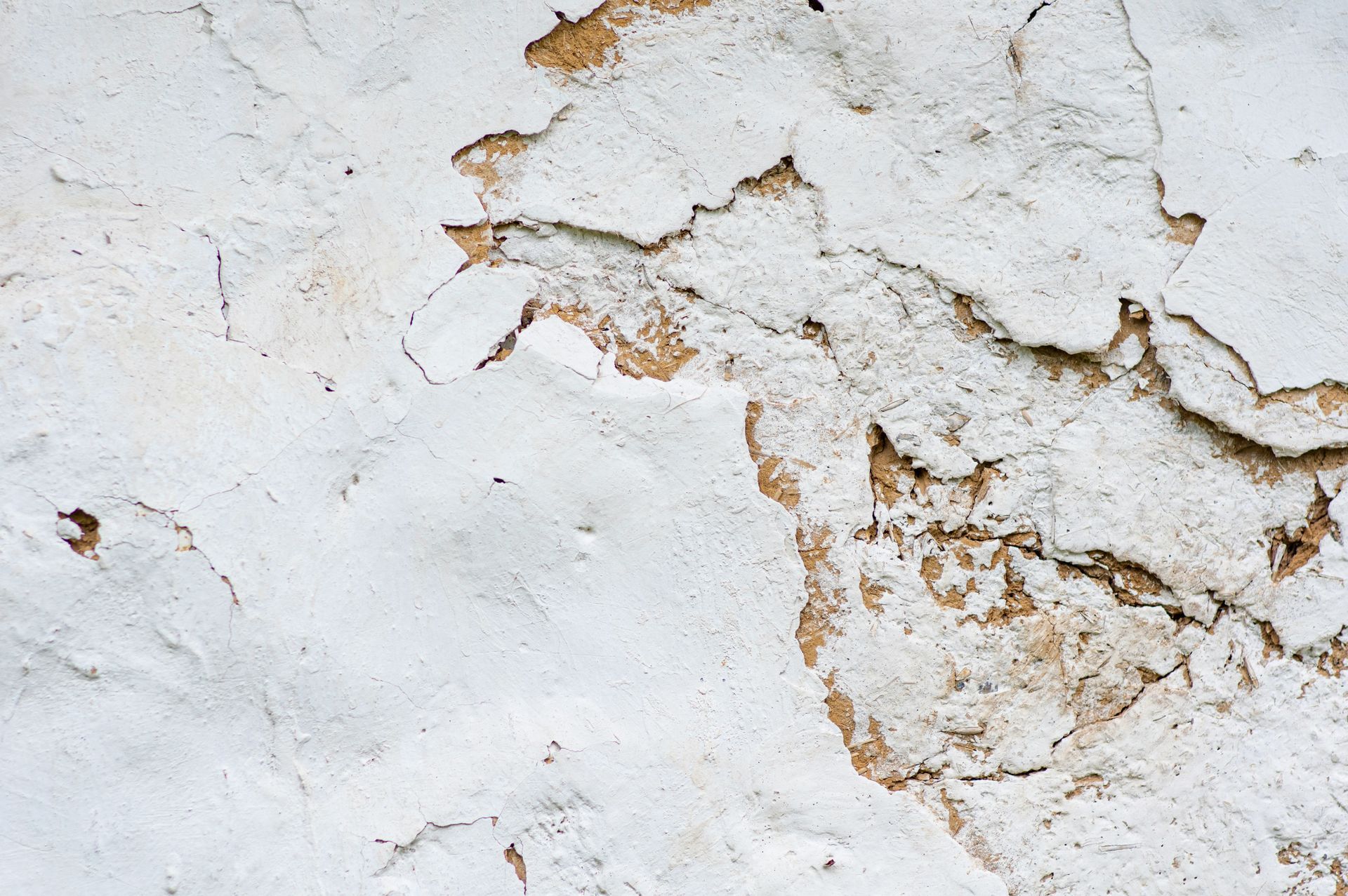A close up of a white wall with brown spots