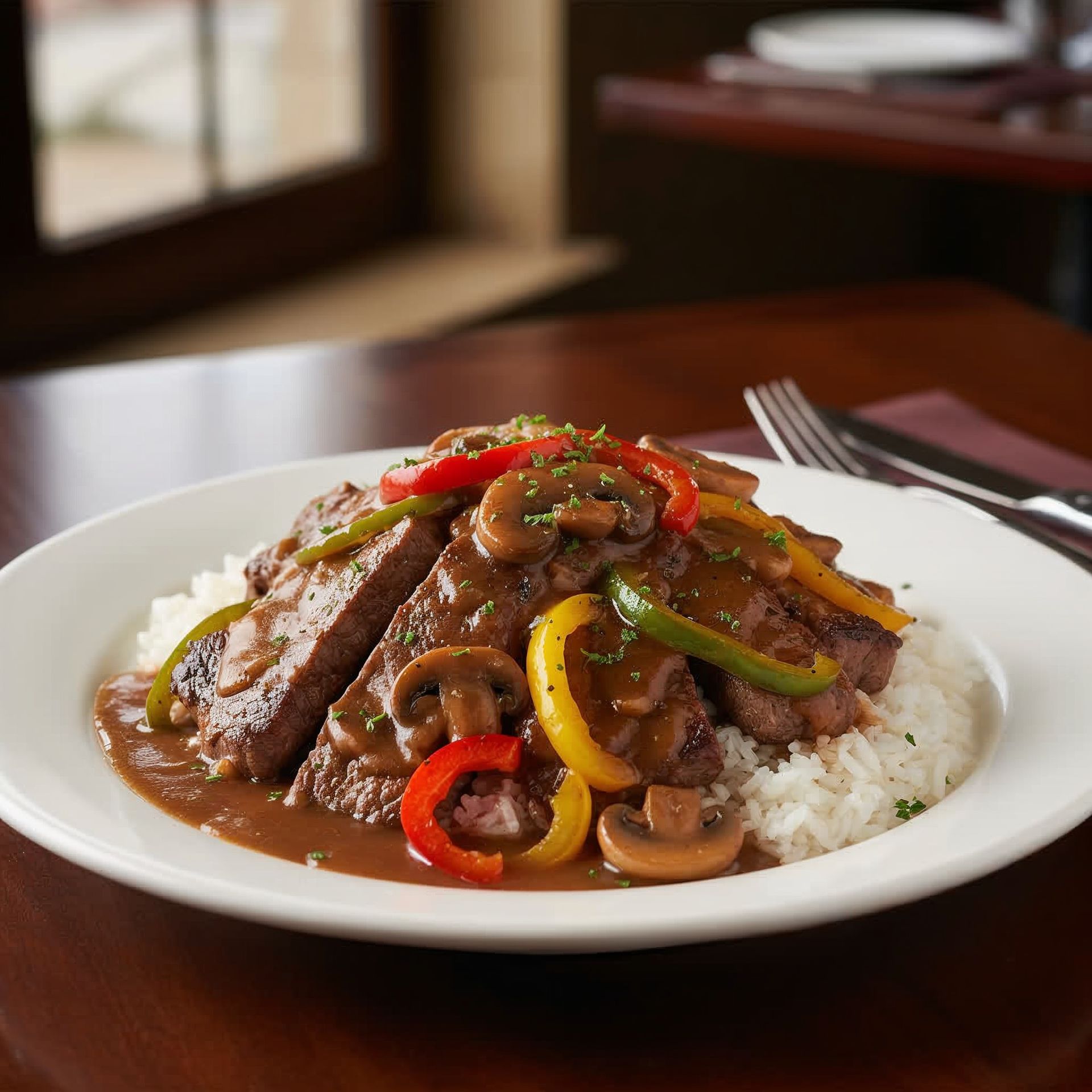 Pepper Steak Over Rice