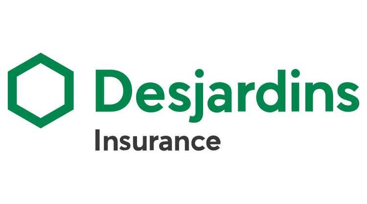Desjardins Insurance logo with a green hexagon and text on a white background.