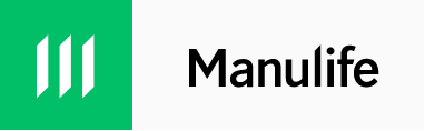 Manulife logo: white angled lines on a green square, next to the word