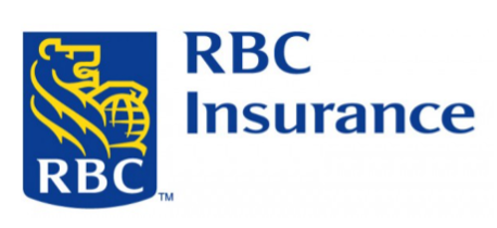 RBC Insurance logo: a blue square with a yellow lion-globe emblem, and the words