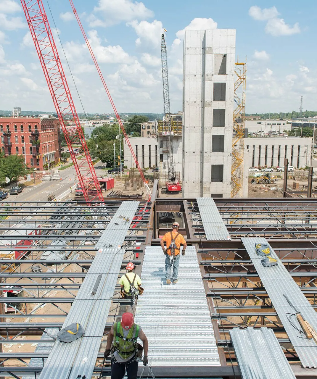 Electricians at a commercial construction site