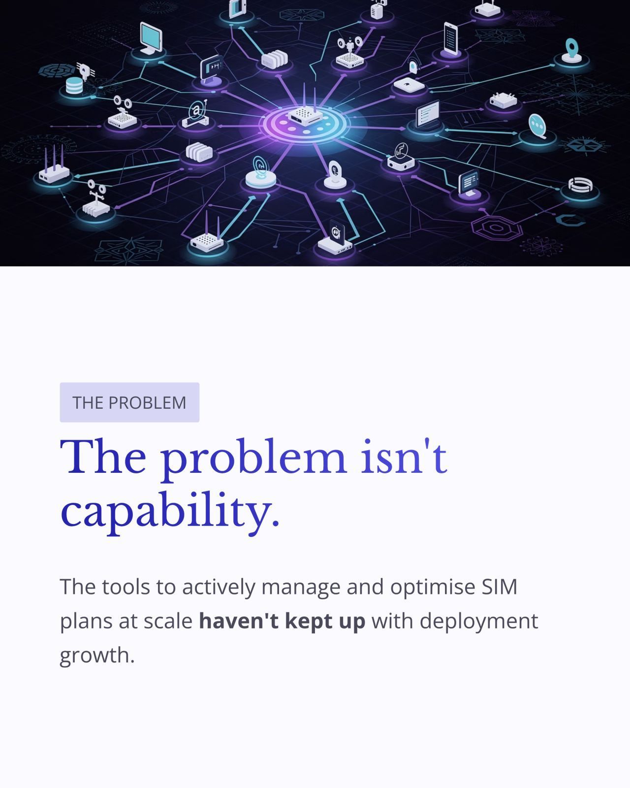 Network diagram above a slide reading “The problem isn’t capability.”