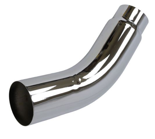 A chrome exhaust pipe is shown on a white background.