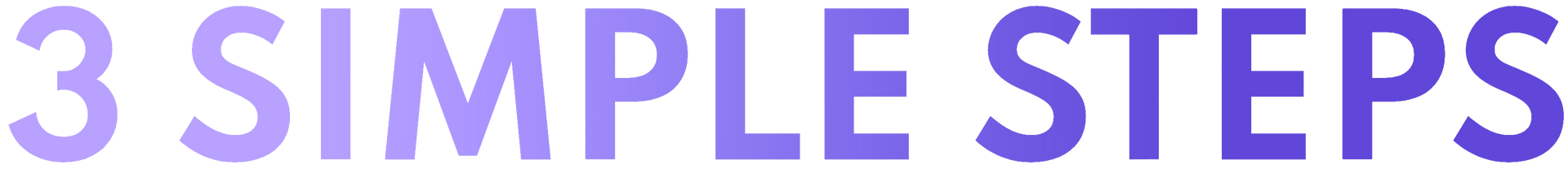 3 simple steps is written in purple on a white background