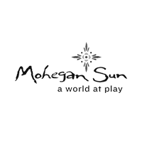 The logo for mohegan sun is a world at play.
