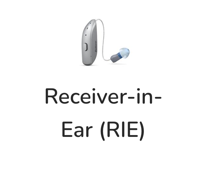 A picture of a hearing aid that says receiver-in-ear ( rie )