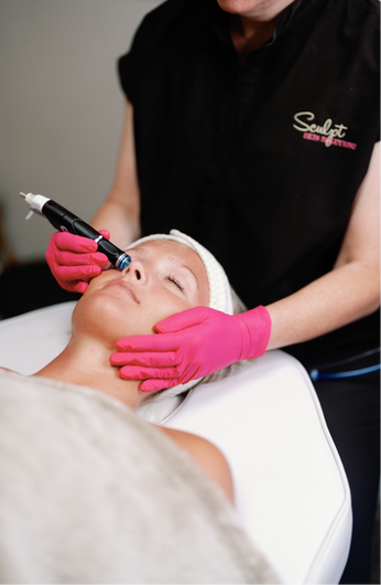 Woman receiving treatment at Sculpt Skin Solutions 