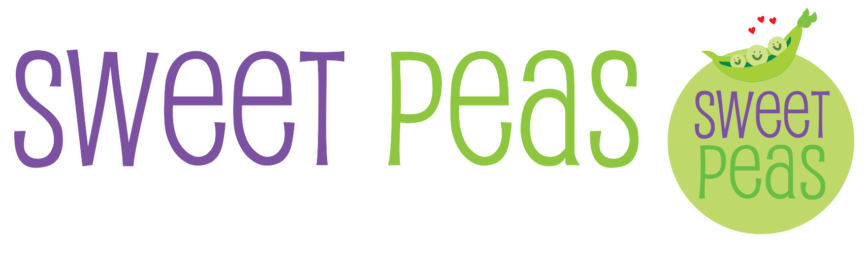 A logo for sweet peas with a picture of peas on it.