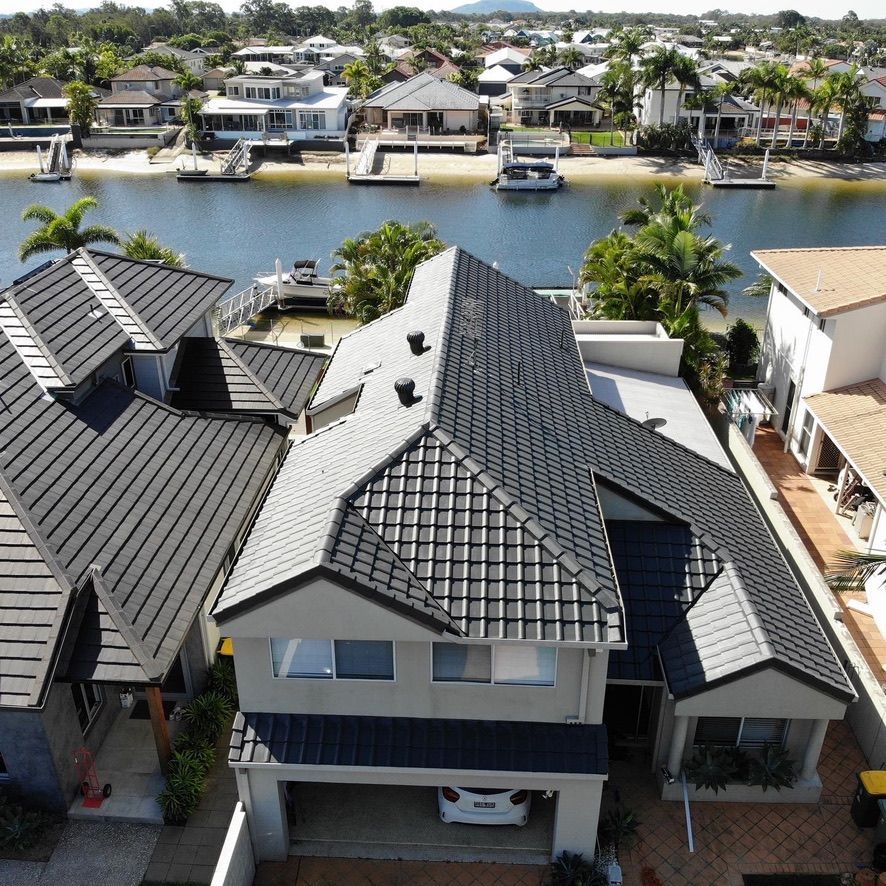 An Aerial View of a Roof — Dezigner Finishes Professional Painting & Decorating in Palmview, QLD