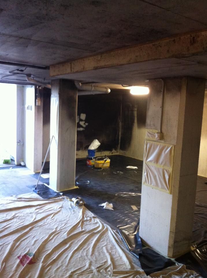 A Room With a Lot of Pillars and a Tarp on the Floor — Dezigner Finishes Professional Painting & Decorating in Palmview, QLD
