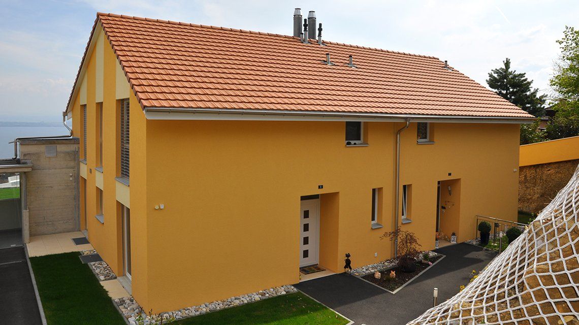 Réalisation Rizzolo plâtrerie maison jaune