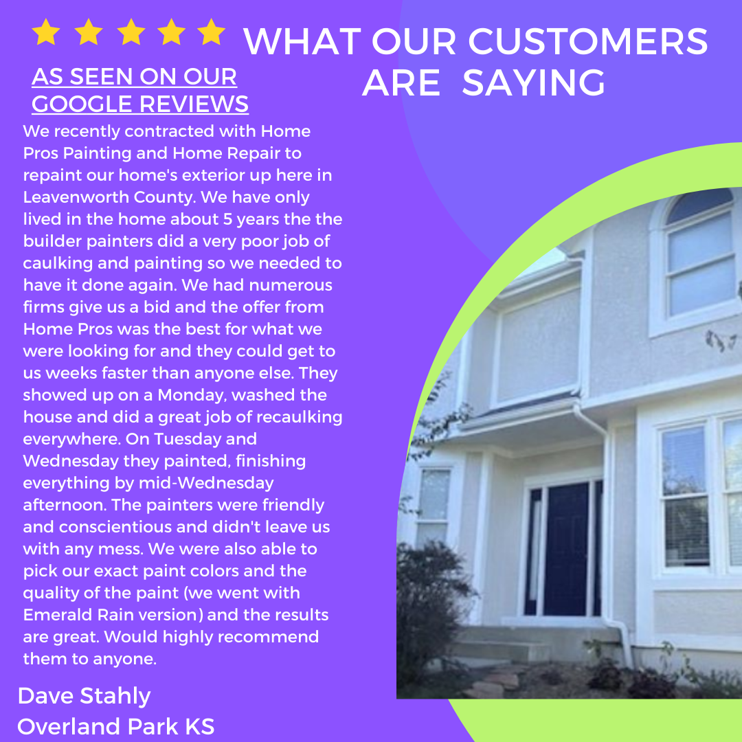 5-star Google Review for Home  Pros Painting for Exterior Painting in Lee's Summit MO