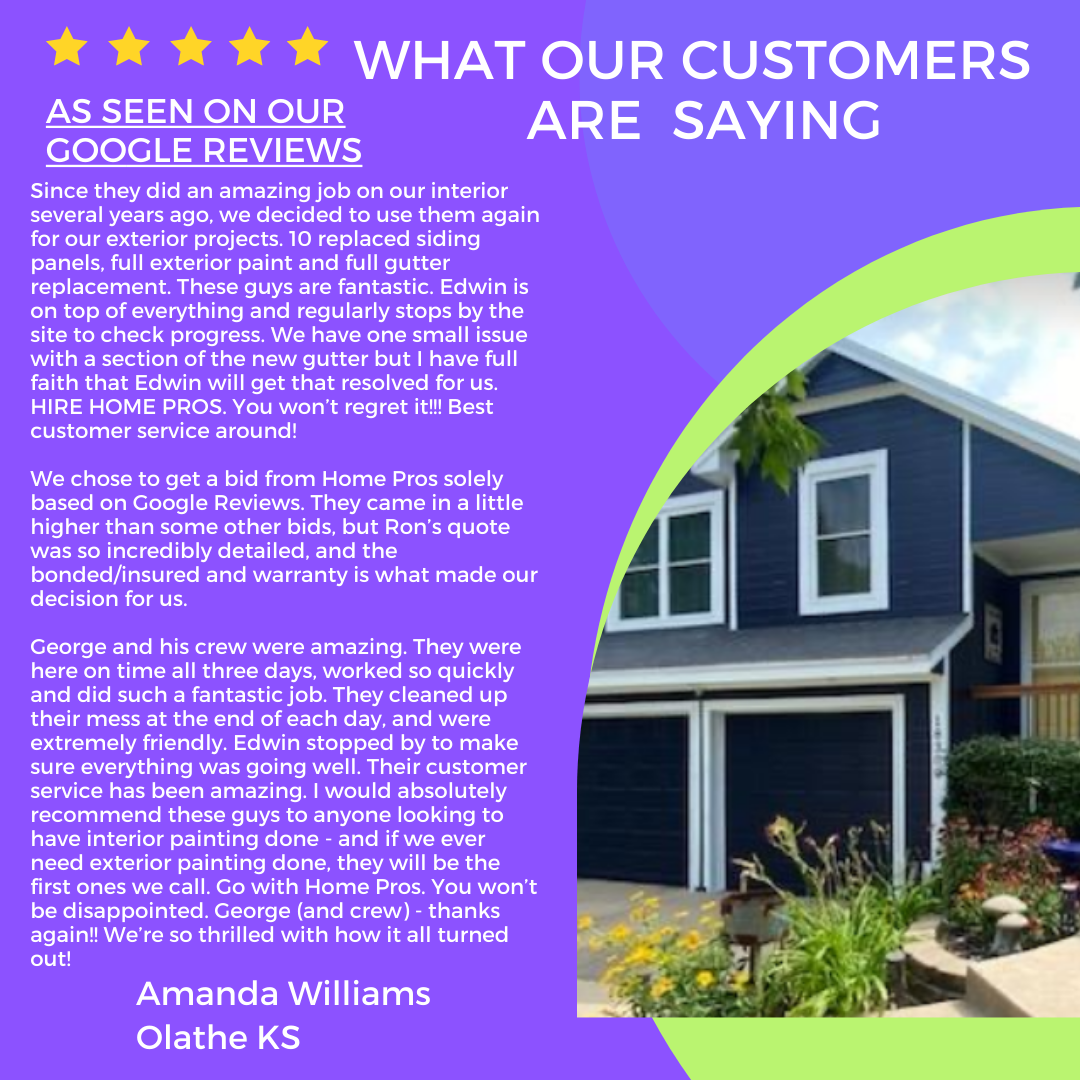 5-star google review for Home Pros Painting Exterior Painting Blue Springs MO