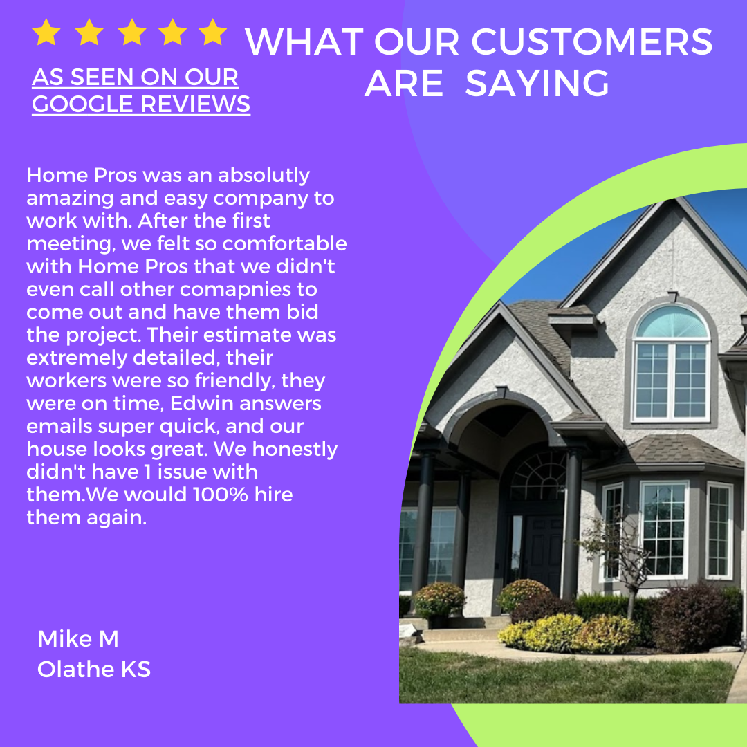 google 5 star review exterior painting Home Pros Painting Olathe KS