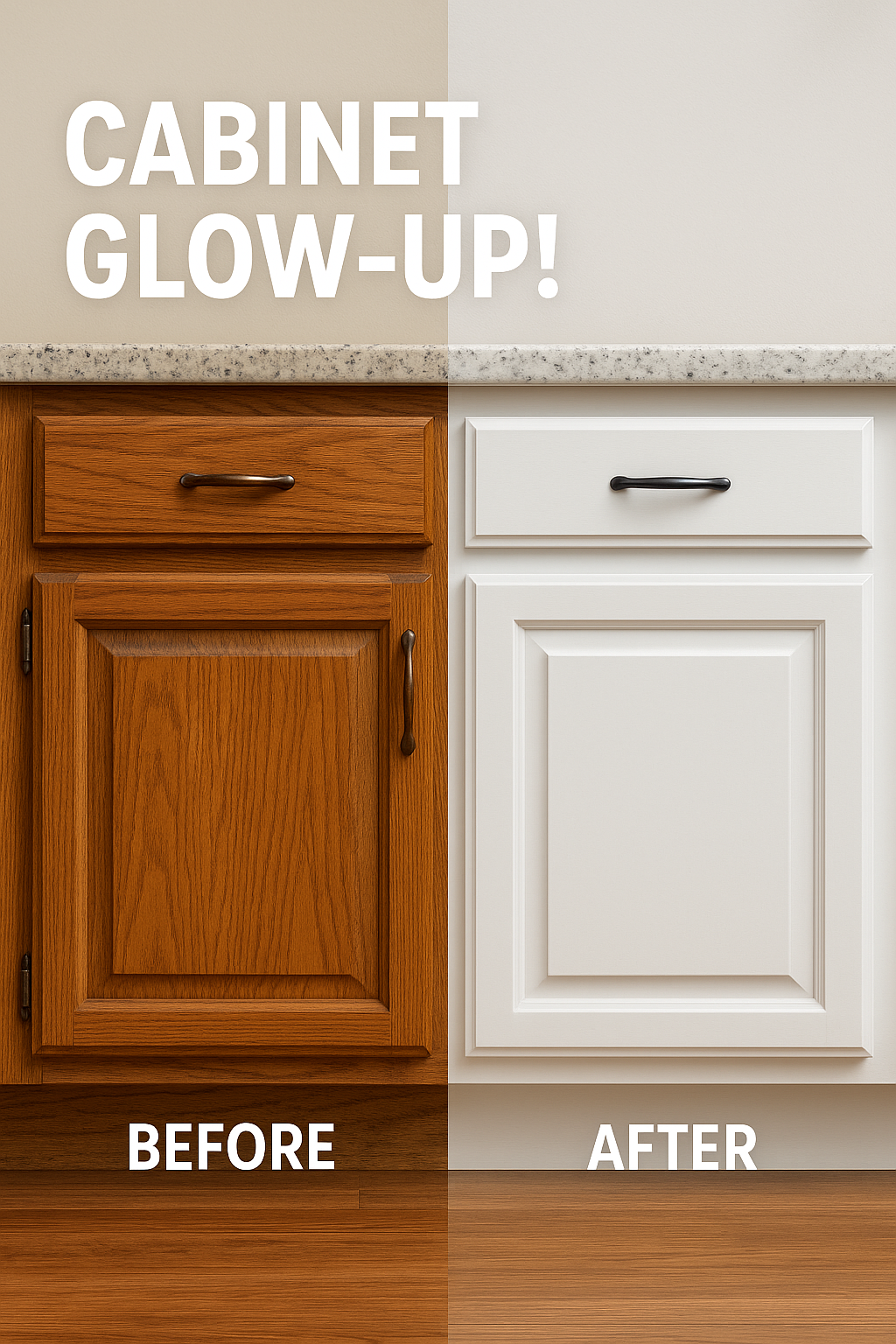 cabinet before and after being painted