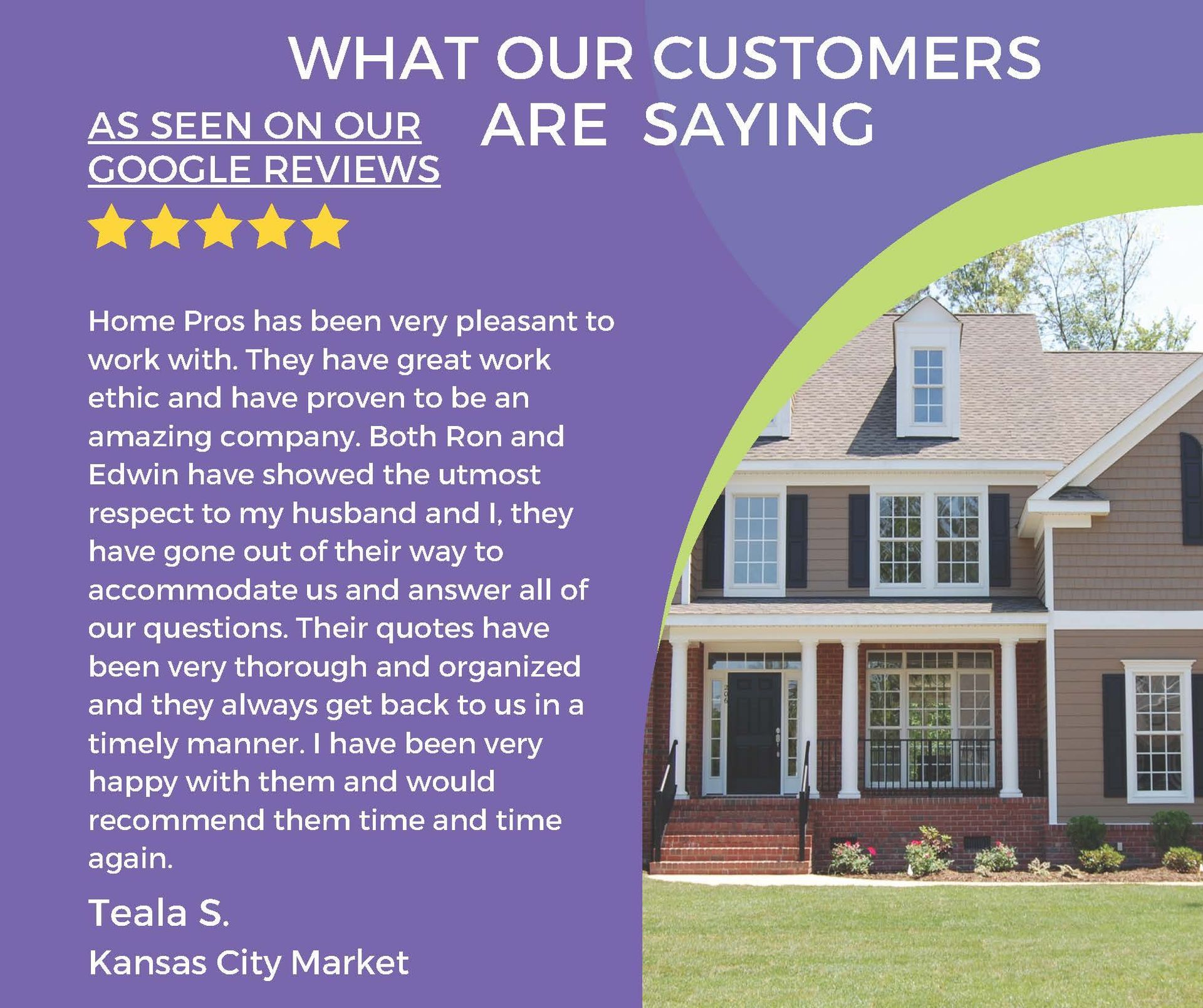 google 5 star review left by teala s for home pros painting for house painting and raved about thorough quotes