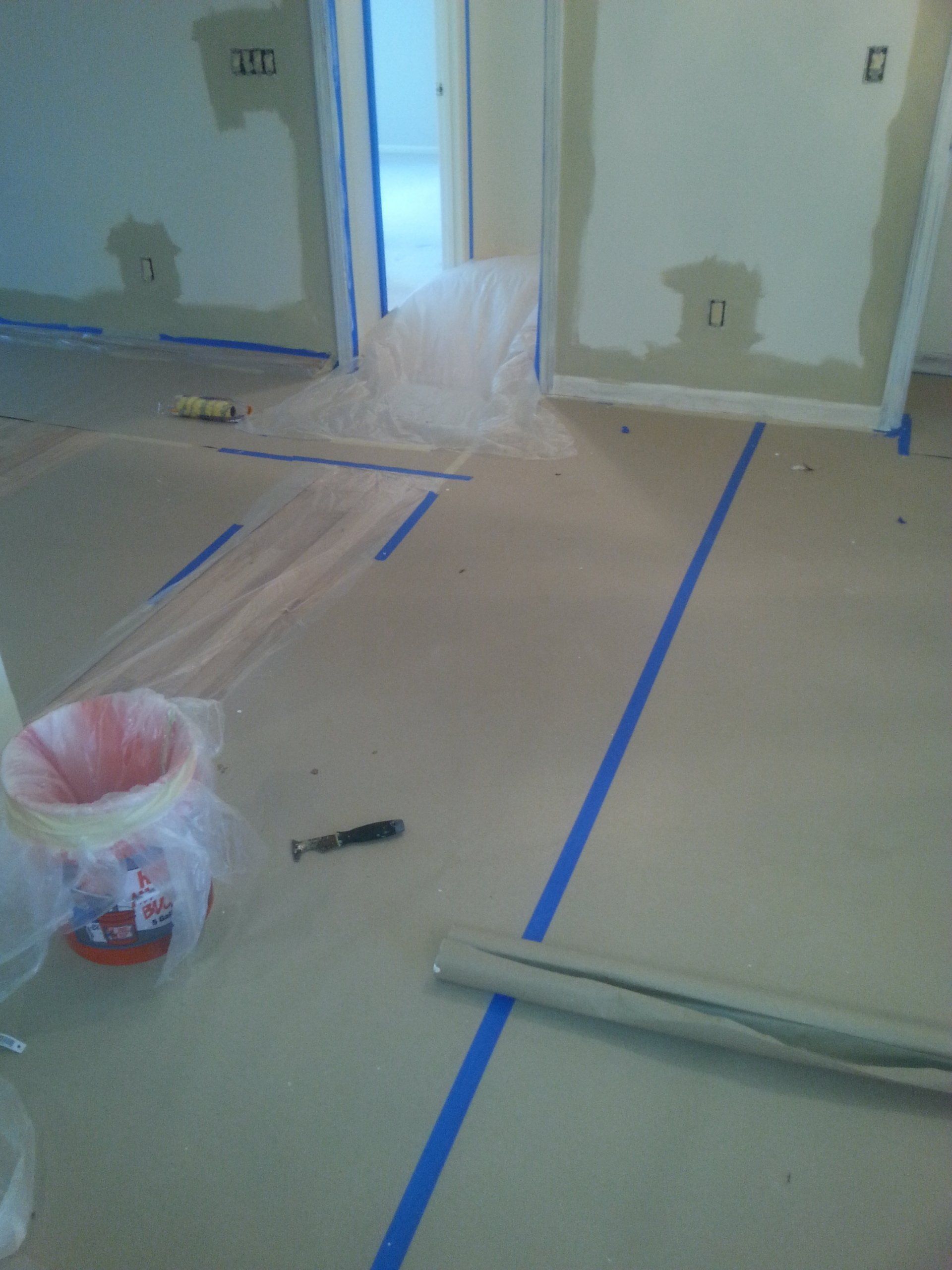 picture of floor masking prior to interior painting Parkville MO