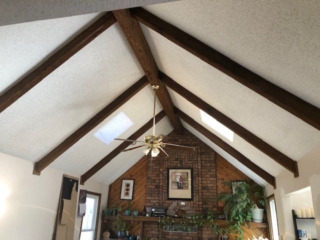 high ceiling prior to having popcorn texture removed in liberty mo