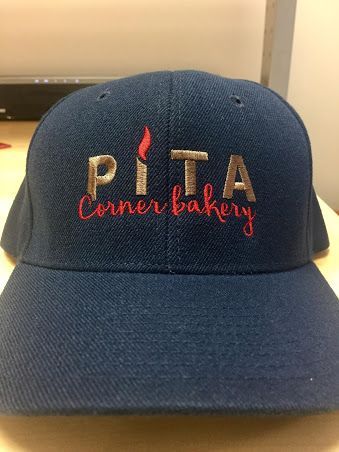 A navy blue baseball cap with 