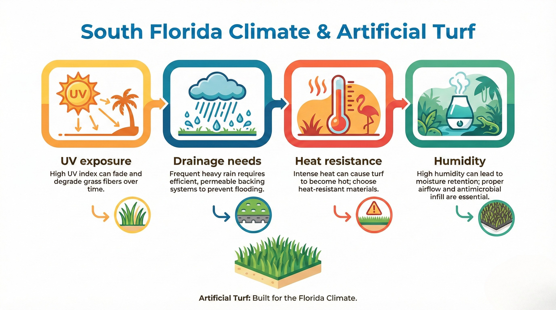 South Florida Climate and artificial turf infographic