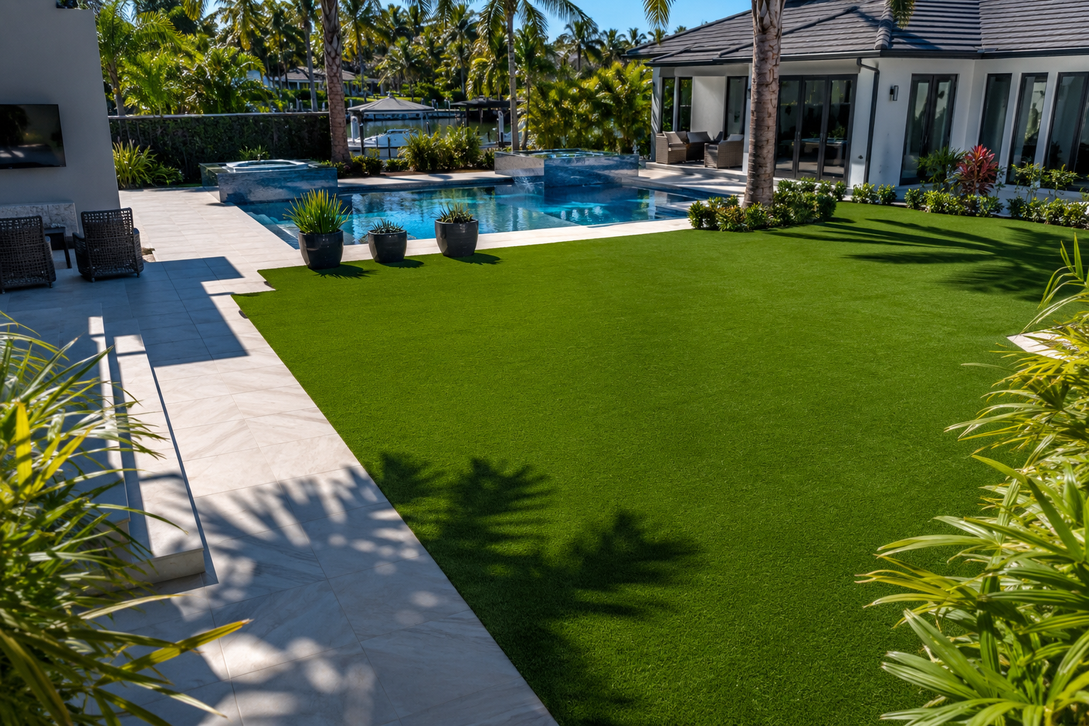 House Backyard with Turf Installation