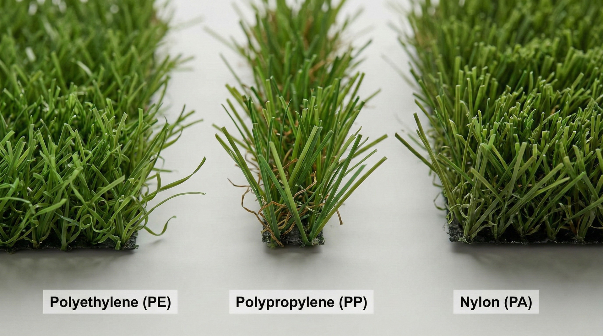 Different types of artificial grass.