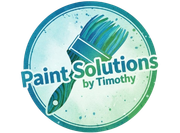 Logo for "Paint Solutions by Timothy" featuring a paintbrush inside a blue-green circle.