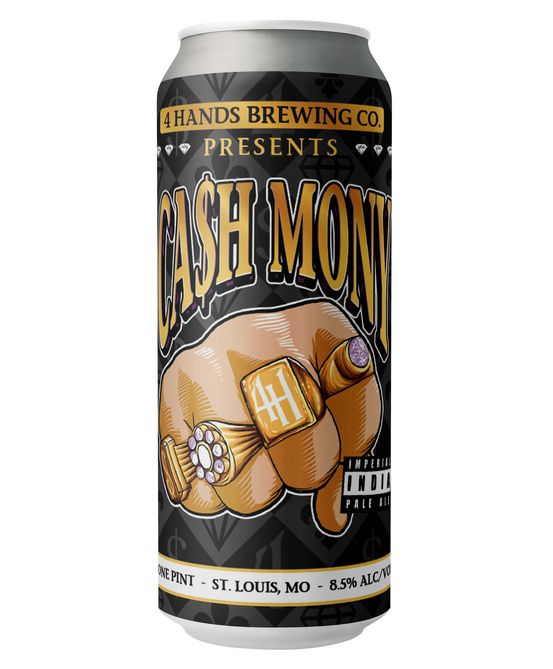 A can of 4 Hands Brewing Company Ca$h Mony IPA