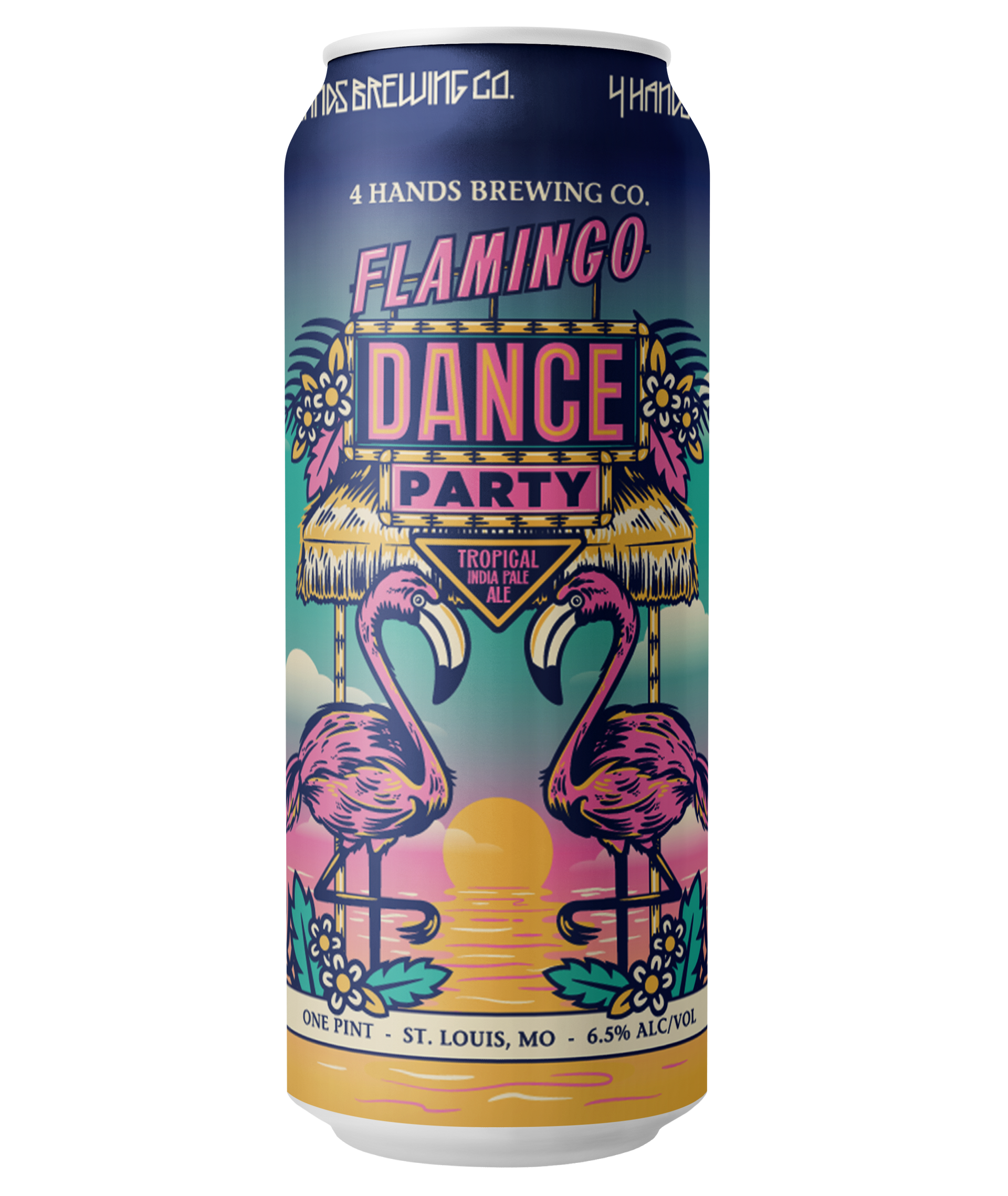 a 16oz can of Flamingo Dance Party