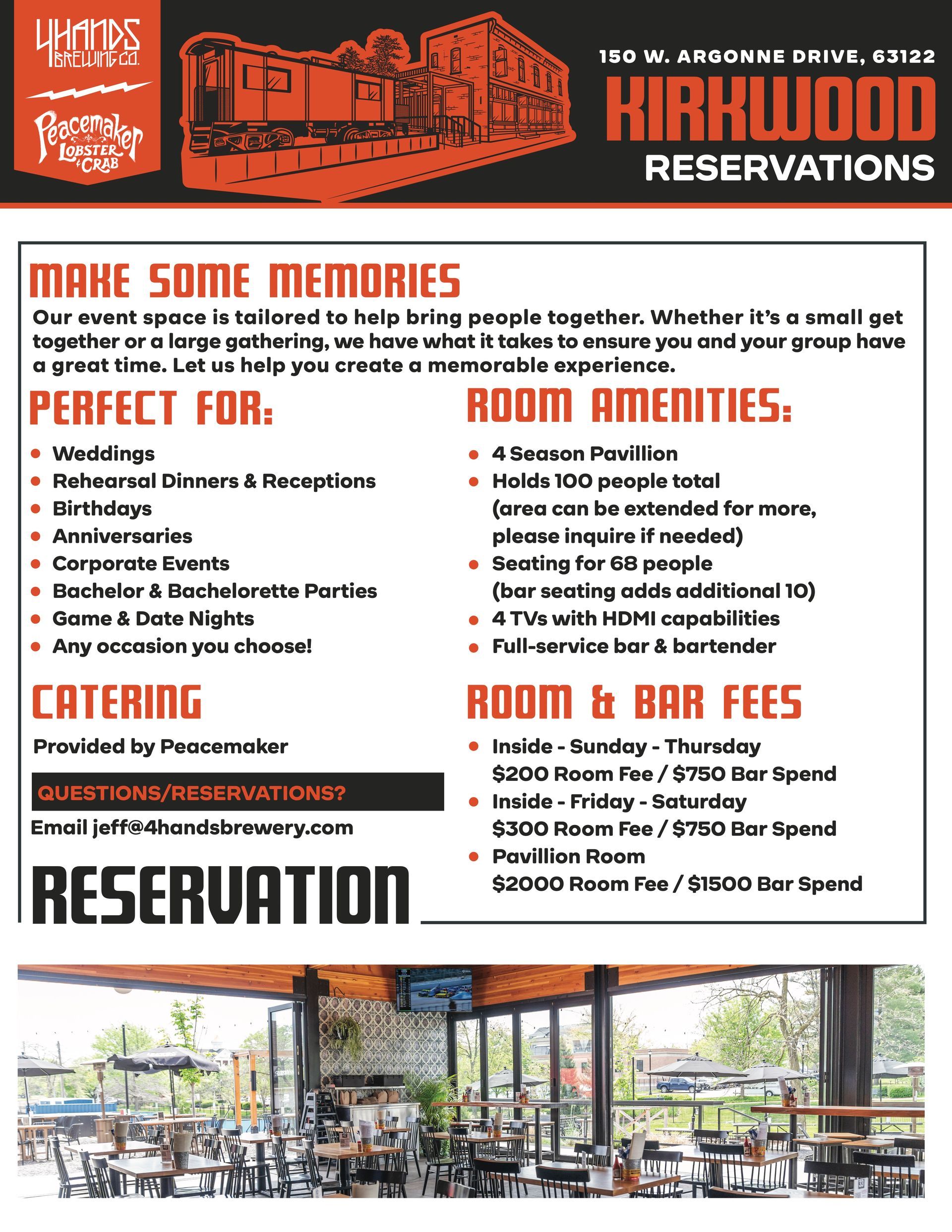 Information on booking a party at 4 Hands at The District 