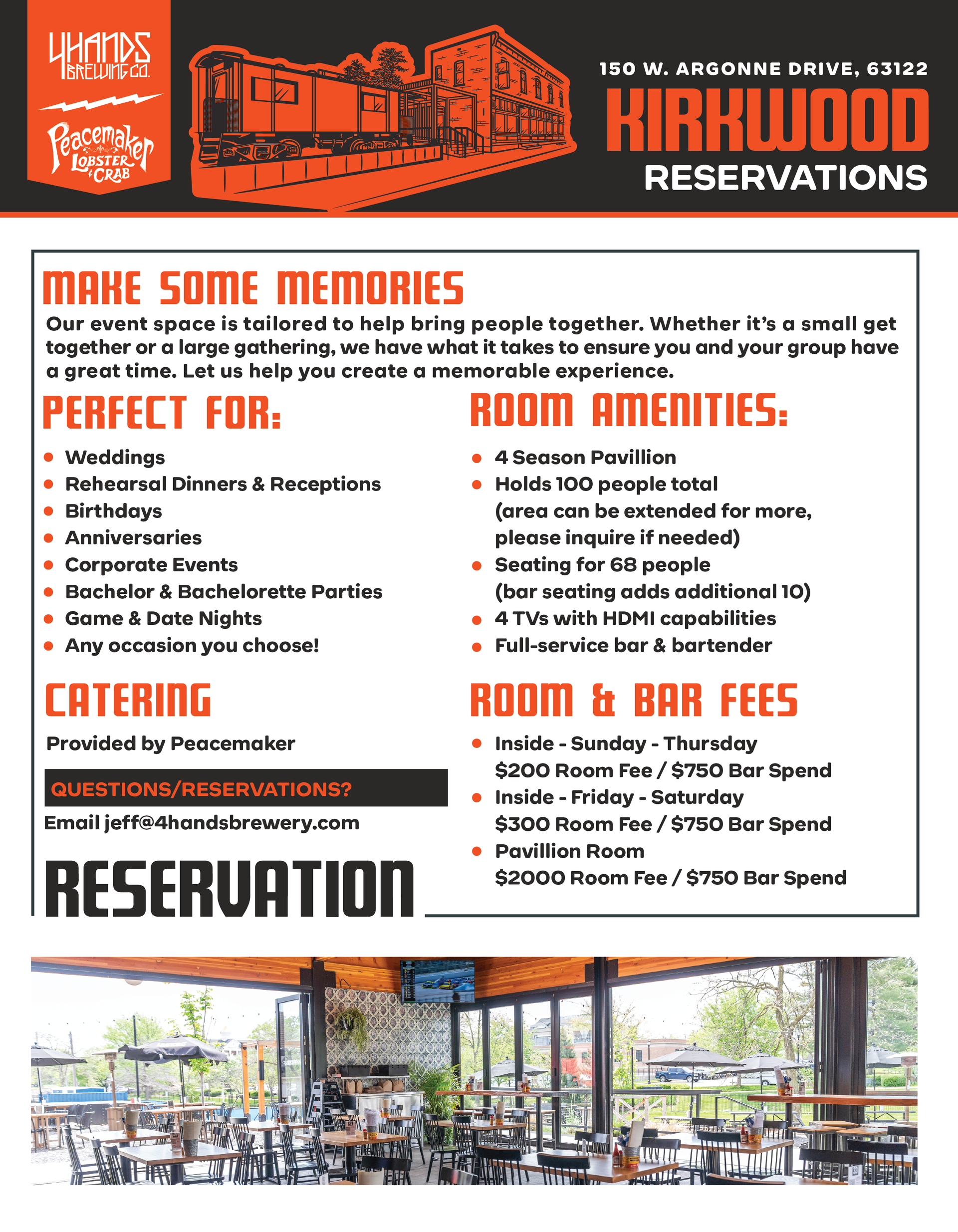 Information on booking a party at 4 Hands at The District 