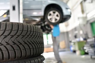 New Car Tire in Car Repair Shop — Bedford, PA — Hickey's Automotive & Towing
