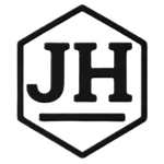 Black hexagon logo with bold “JH” initials and a horizontal line underneath.