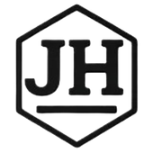 Black hexagon logo with bold “JH” initials and a horizontal line underneath.