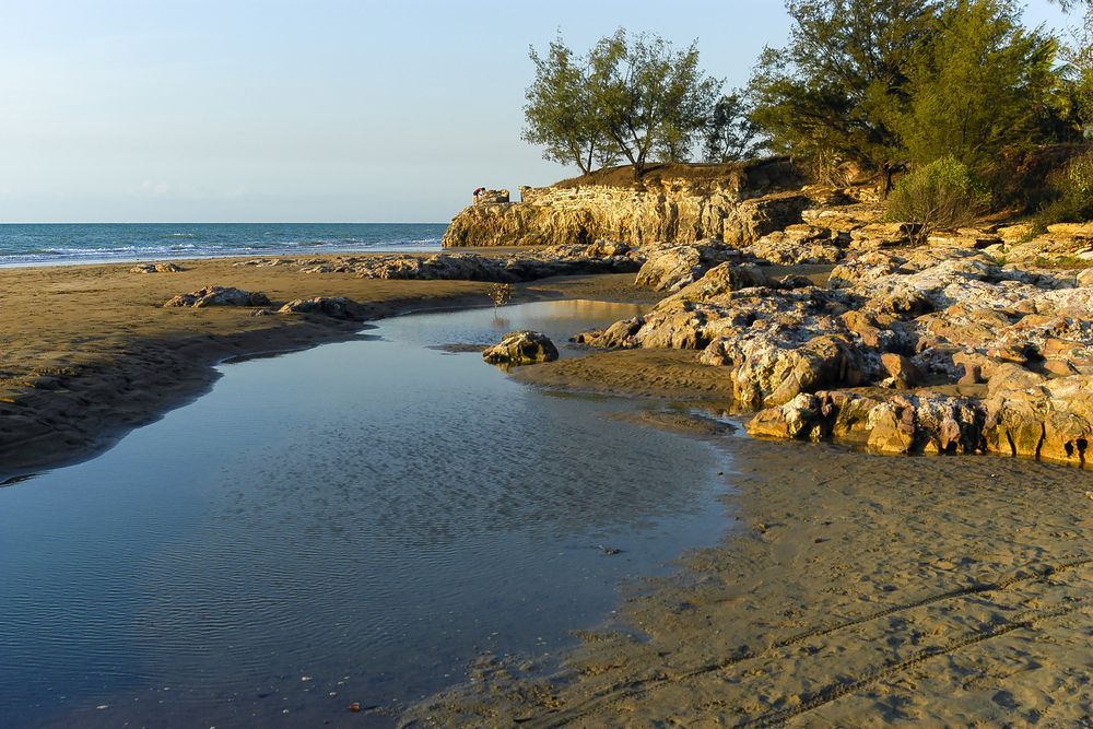 A Small Stream Runs Through a Sandy Beach Next to the Ocean — Golf Carts Top End in Casuarina, NT