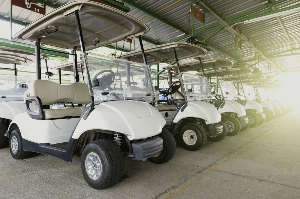 A Row of Golf Carts on a Golf Course Parking Area — Golf Carts Top End in Winnellie, NT