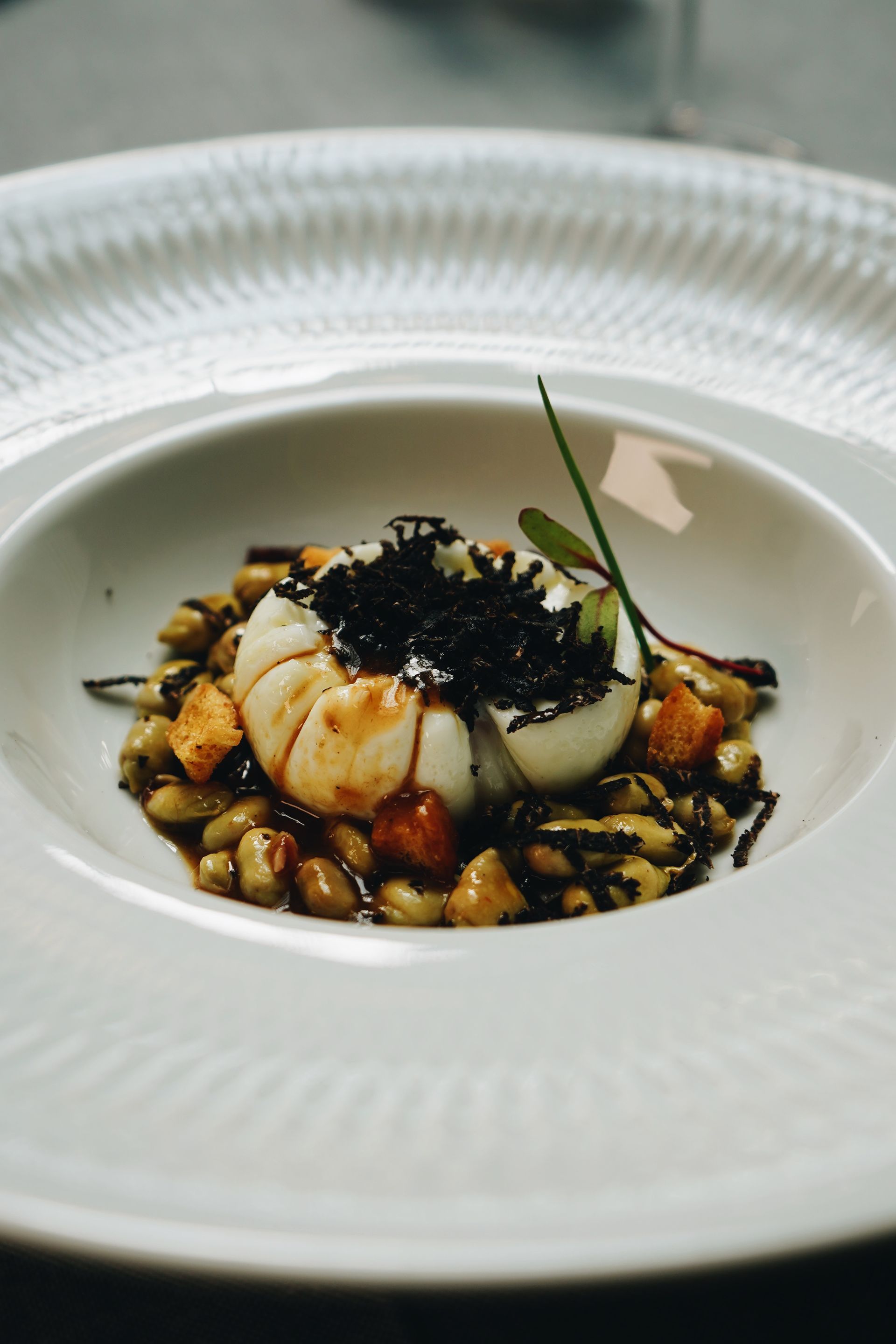 Un primer plano de un plato de comida sobre una mesa