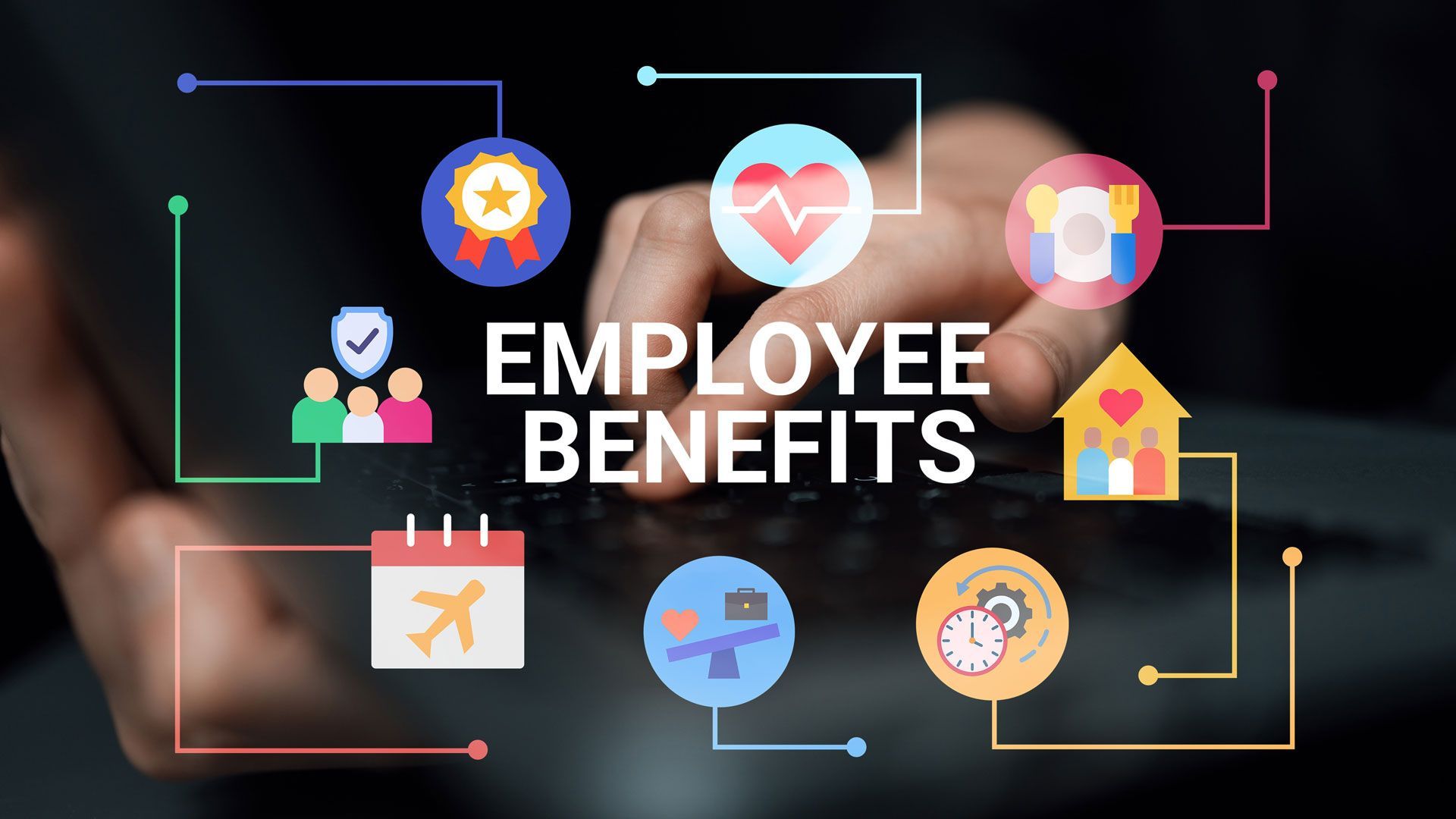 Hands typing on a laptop with 