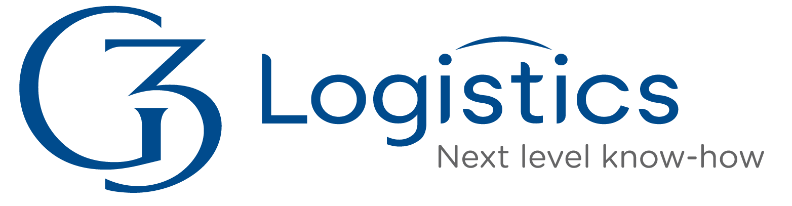 A logo for g3 logistics next level know-how