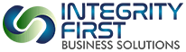 Logo of Integrity First Business Solutions. Features a blue and green curved S-shape and text.