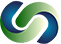 A blue and green swirl logo on a white background.