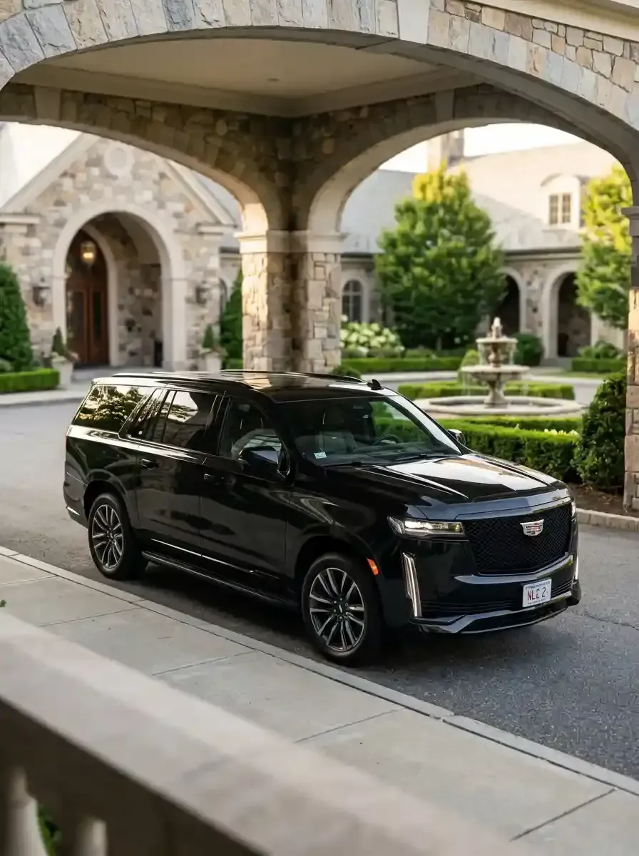 Luxury black SUV providing private car service from Ashland to Boston Logan International Airport