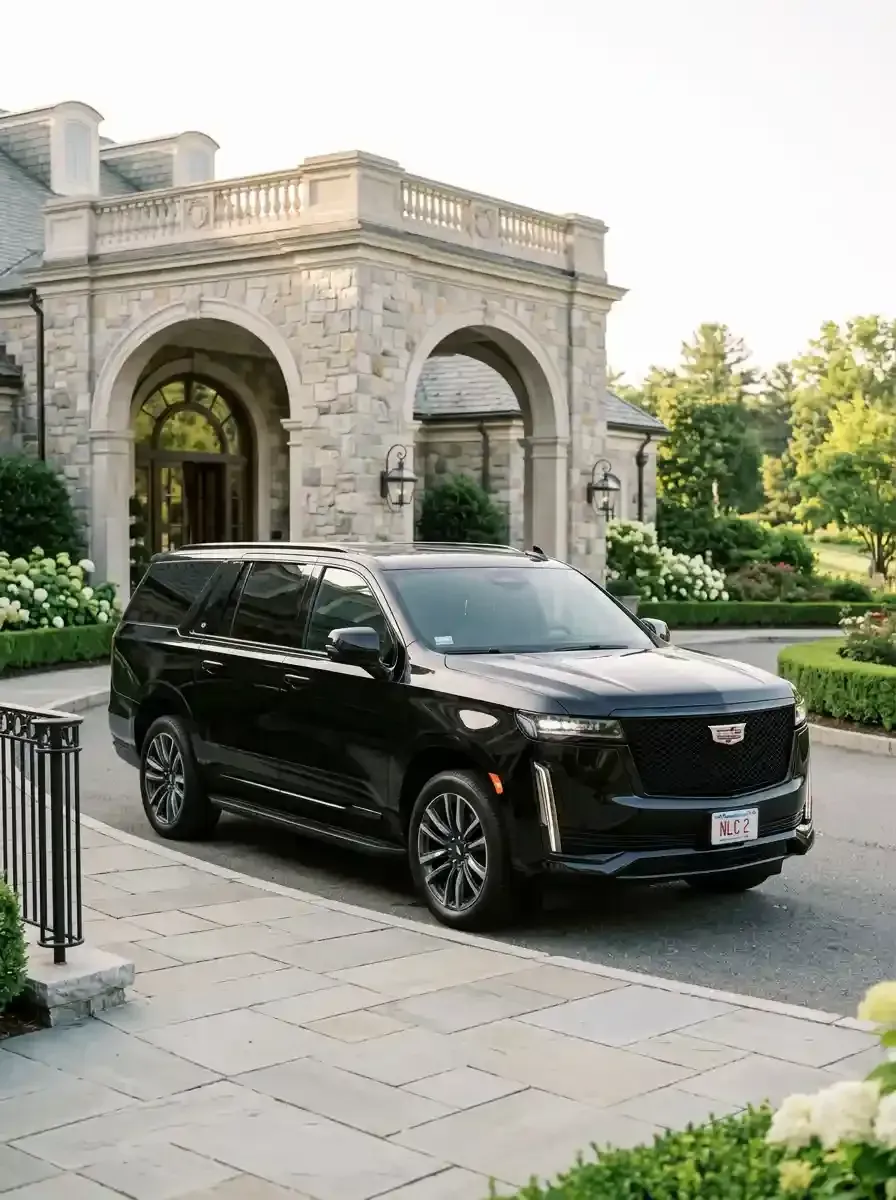 Traveler with luggage using private black car service from Belmont to Boston Logan International Airport
